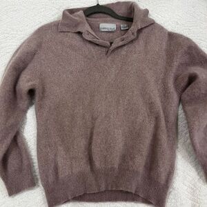 Plush Polo Collar Sweater - Dusty Mauve